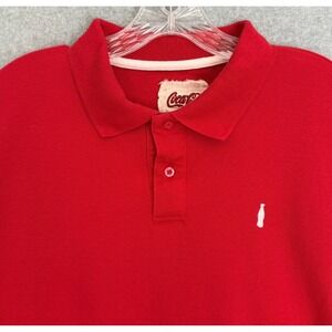 Coca Cola Polo Shirt Mens XL Red Short Sleeve Official Collectors Bottle Logo